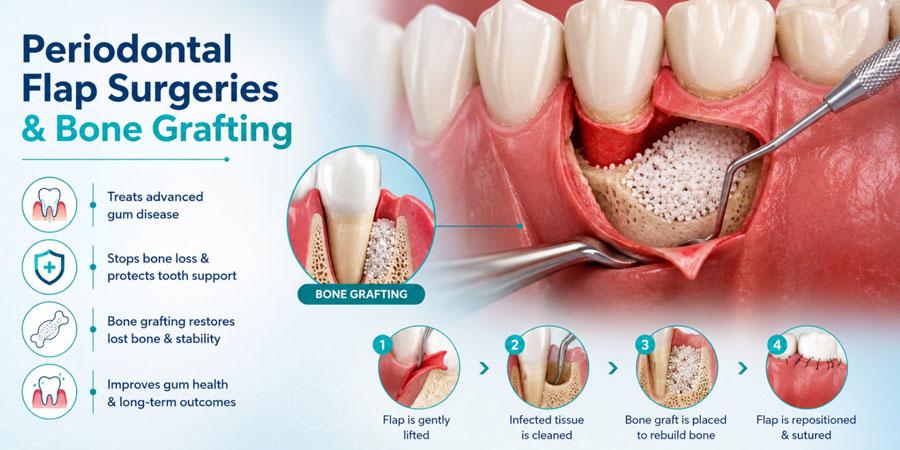 Periodontal Flap Surgeries & Bone Grafting